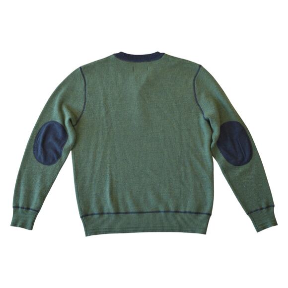 True Measure by J.L. Powell Wool Henley Sweater Green Navy Large - Picture 4 of 4